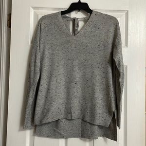 Loft grey w black speckles sweater w tie back